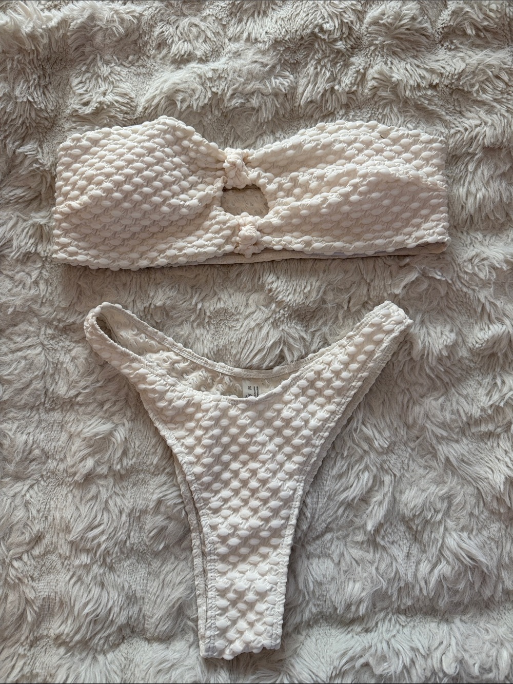 Cream Textured Bandeau Bikini Set - never worn